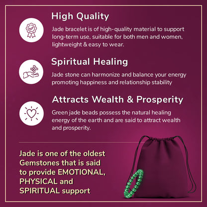 Jade Bracelet - Healing Crystal Wealth Bracelet - Jade Bracelet for Women Men - Bring Good Luck Prosperity and Emotional Balance - Adjustable Size Visit the Crystal Vibe Store