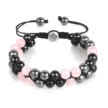 Triple Protection Bracelet - for Protect & Balance - Energy Crystal Bracelets for Men Women - Bring Good Luck & Prosperity - Tiger Eye Hematite & Black Obsidian Jewelry Natural Stone Healing Bracelet
