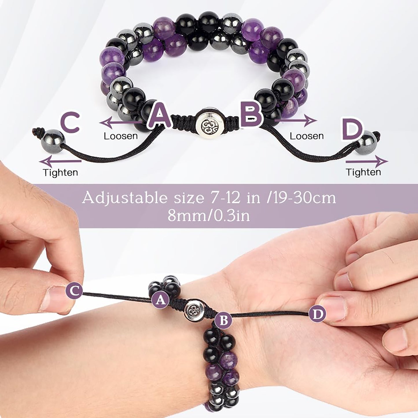 Triple Protection Bracelet - for Protect & Balance - Energy Crystal Bracelets for Men Women - Bring Good Luck & Prosperity - Tiger Eye Hematite & Black Obsidian Jewelry Natural Stone Healing Bracelet