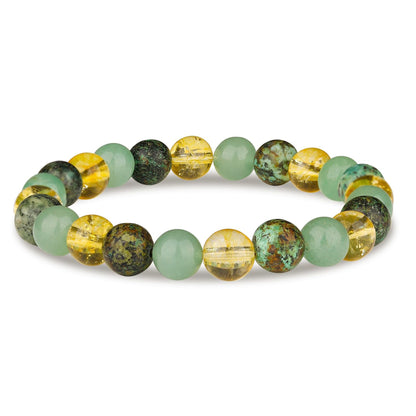 Extra Strength Wealth Bracelet - Money Bracelet for Prosperity - Citrine, Green Aventurine and African Turquoise Beaded Bracelet for Women Men - Adjustable Size
