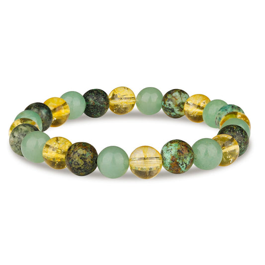 Extra Strength Wealth Bracelet - Money Bracelet for Prosperity - Citrine, Green Aventurine and African Turquoise Beaded Bracelet for Women Men - Adjustable Size