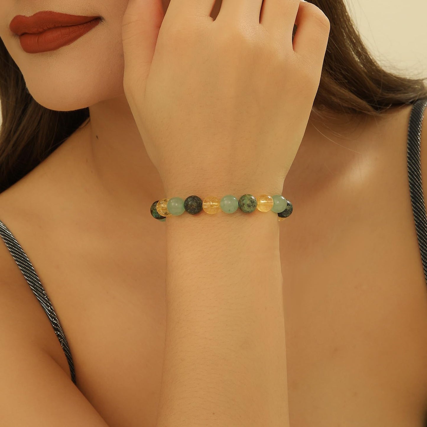 Jade Bracelet - Healing Crystal Wealth Bracelet - Jade Bracelet for Women Men - Bring Good Luck Prosperity and Emotional Balance - Adjustable Size Visit the Crystal Vibe Store