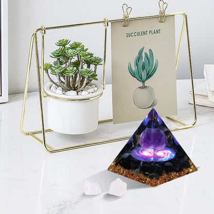 Orgone Pyramid for Positive Energy, Orgonite Amethyst&Obsidian Healing Crystal Pyramids for Reduce Stress Chakra Reiki Healing Meditation Attracts Lucky and Success